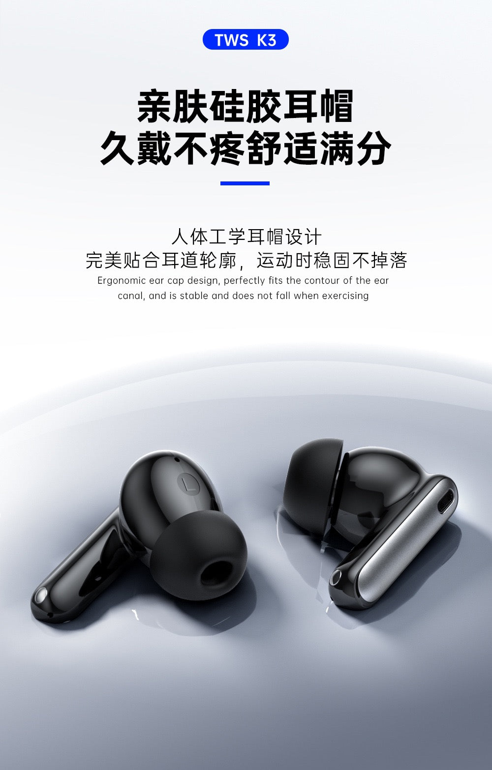 TDFX TWS K3 pro真无线降噪耳机 蓝牙耳机全彩智能触屏